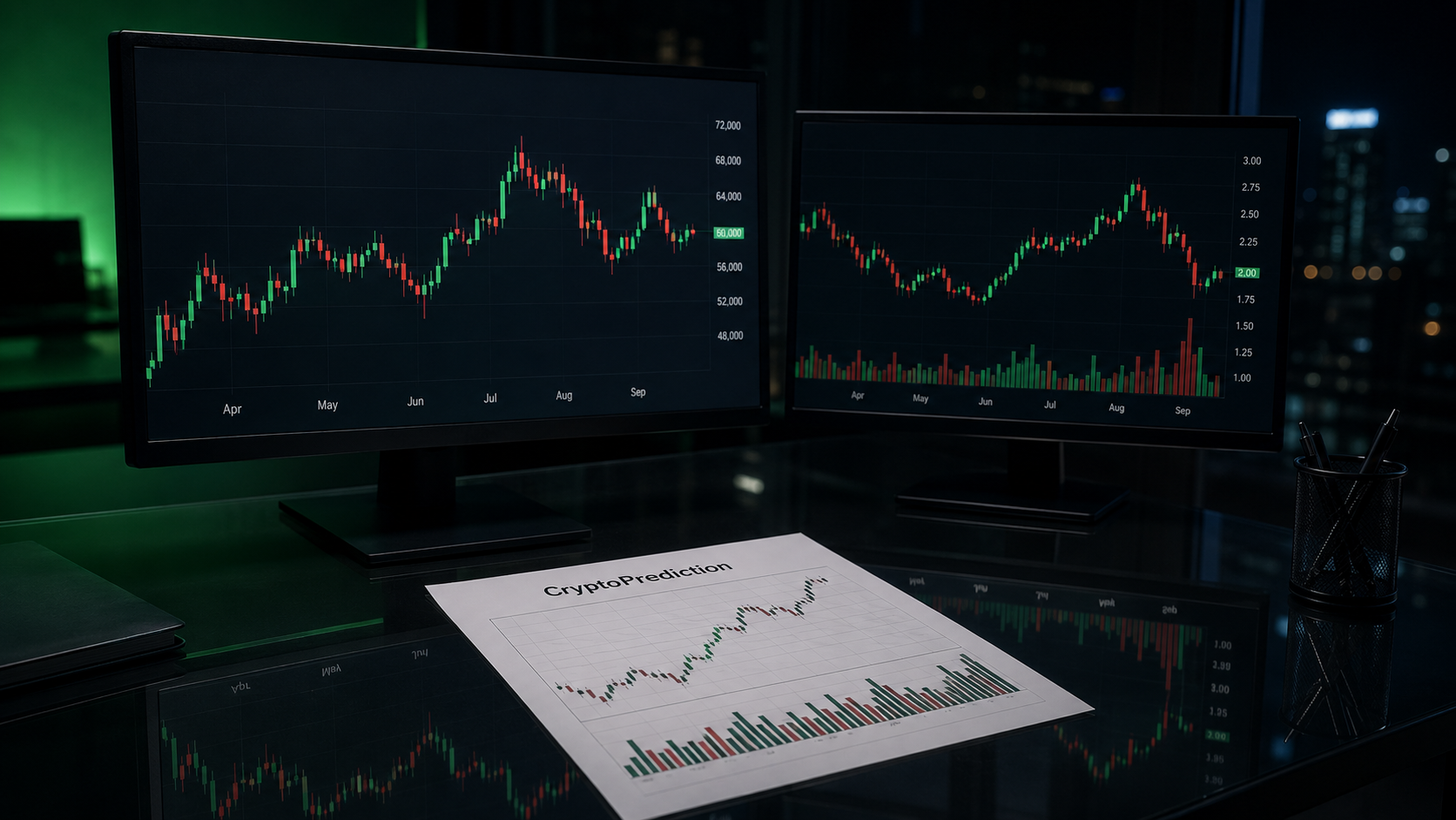 Market charts on a branded research desk